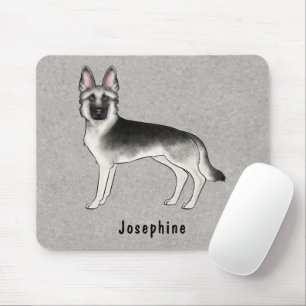 Silver Sable German Shepherd And Custom Name Mouse Mat