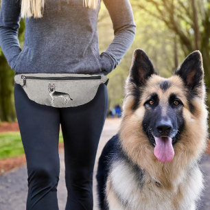 Silver Sable German Shepherd Cute Cartoon Dog Bum Bags