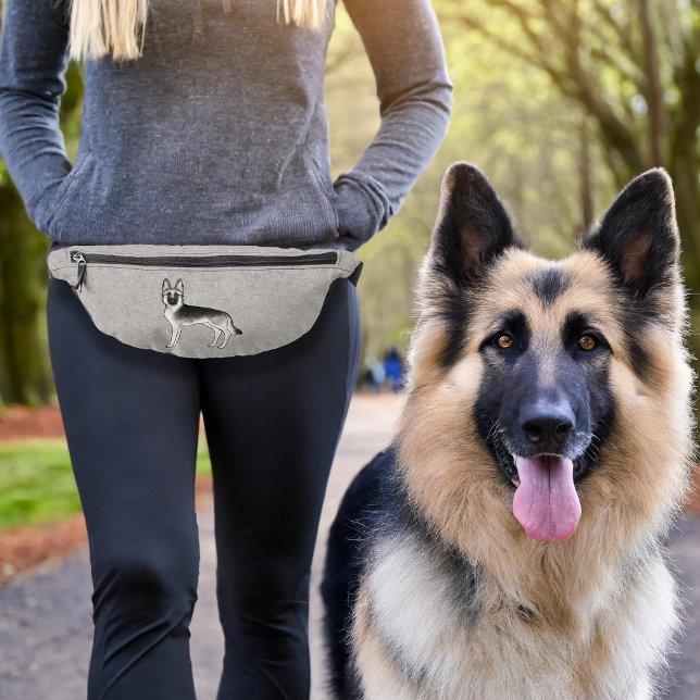 Silver Sable German Shepherd Cute Cartoon Dog Bum Bags (Please note: This image is a digital mockup. The product may not be in scale.)