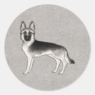 Silver Sable German Shepherd Cute Cartoon Dog Classic Round Sticker
