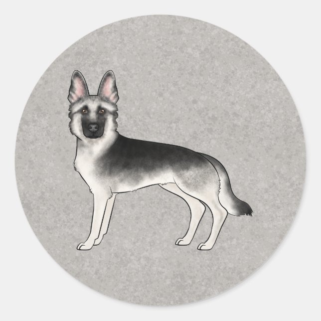 Silver Sable German Shepherd Cute Cartoon Dog Classic Round Sticker (Front)