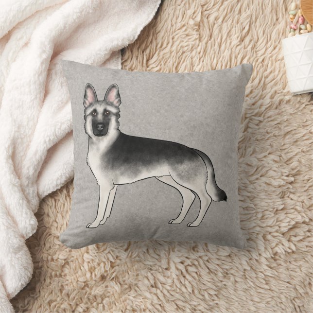 Silver Sable German Shepherd Cute Cartoon Dog Cushion (Blanket)