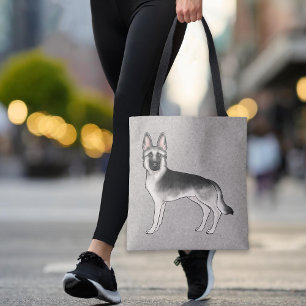 Silver Sable German Shepherd Cute Cartoon Dog Grey Tote Bag