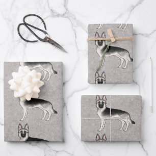 Silver Sable German Shepherd Cute Cartoon Dog Wrapping Paper Sheet
