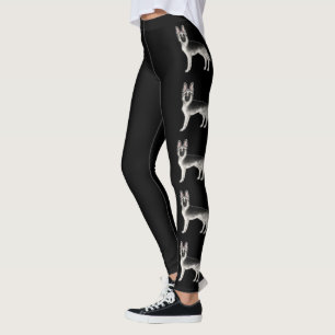 Silver Sable German Shepherd Cute Cartoon Dogs Leggings