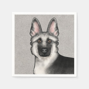 Silver Sable German Shepherd Cute Dog Head Napkin