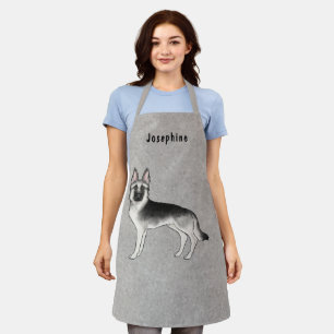 Silver Sable German Shepherd Dog And Custom Text Apron