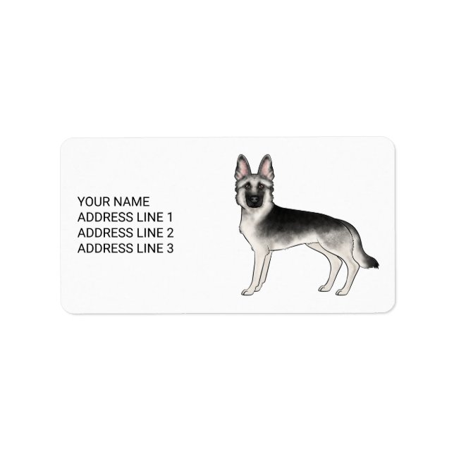 Silver Sable German Shepherd Dog And Custom Text Label (Front)