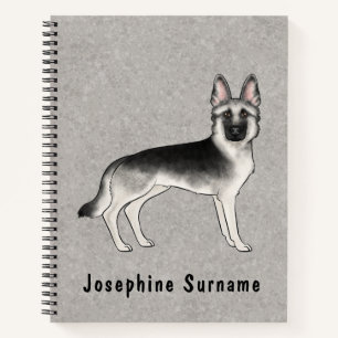 Silver Sable German Shepherd Dog And Custom Text Notebook