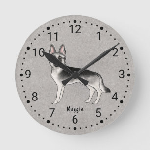 Silver Sable German Shepherd Dog Numbered Clock