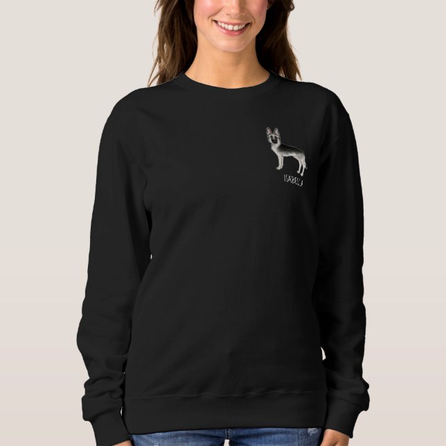 Silver Sable German Shepherd Dog With Custom Text Sweatshirt (Front)