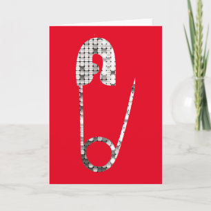 silver safety pins card