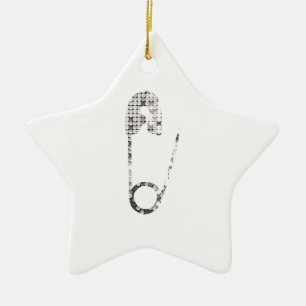 silver safety pins ceramic tree decoration
