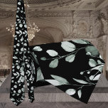 Silver Sage & Black Eucalyptus Greenery Wedding Tie<br><div class="desc">A sage green greenery only wedding neck tie featuring watercolor-painted eucalyptus sprigs in exquisite detail in a watery sage green against a black background. A classic greenery wedding neck tie.</div>