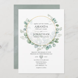 Silver Sage Eucalyptus Geometric Wedding Invitation