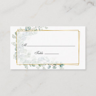 Silver sage Eucalyptus Geometric Wedding Place Card