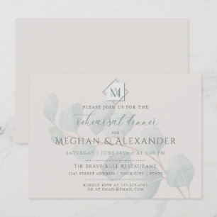Silver Sage  Eucalyptus Wedding Rehearsal Dinner Invitation