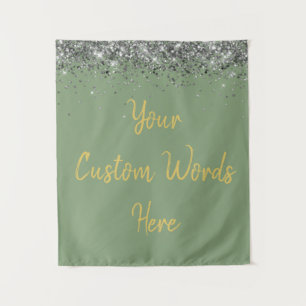 Silver Sage Green Birthday Party Photo Booth Prop  Tapestry