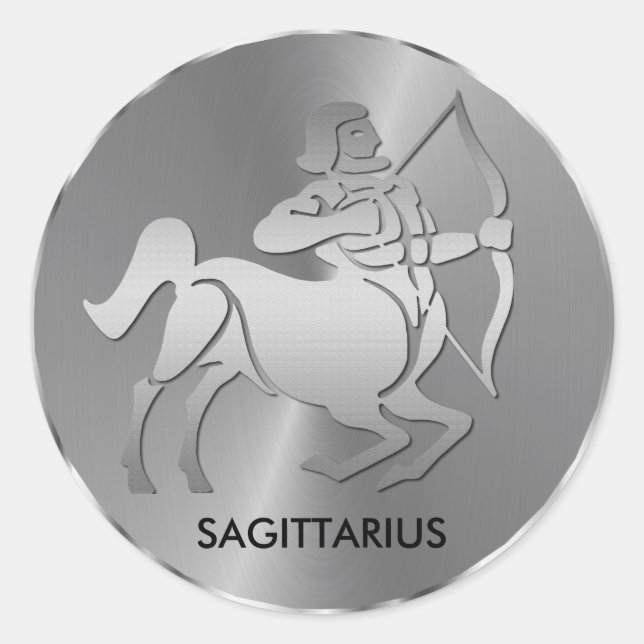 Silver Sagittarius the Archer - Zodiac Sign Classic Round Sticker (Front)