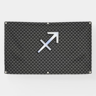 Silver Sagittarius Zodiac Sign Carbon Fiber Print