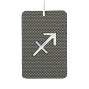 Silver Sagittarius Zodiac Sign Carbon Fibre Print Car Air Freshener