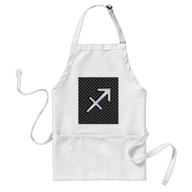 Silver Sagittarius Zodiac Sign Carbon Fibre Print Standard Apron (Front)