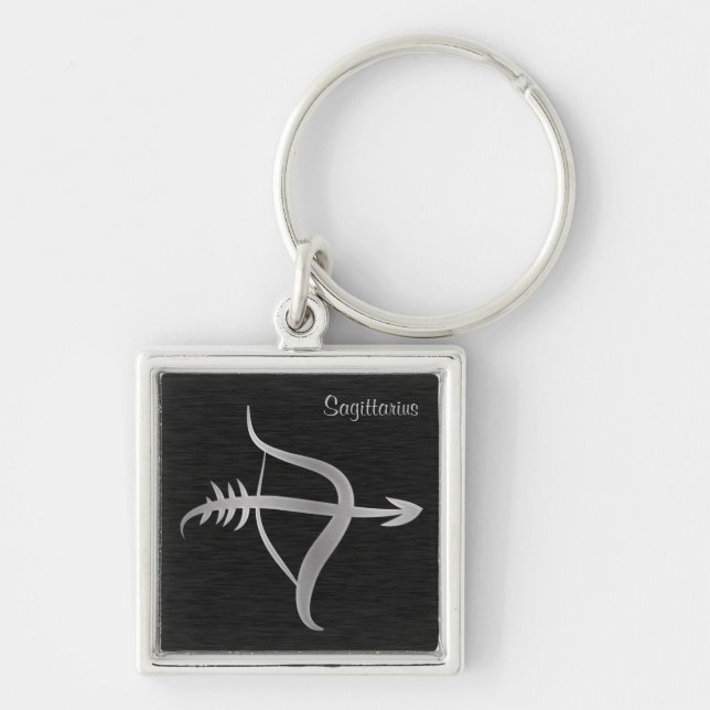 Silver Sagittarius Zodiac Sign Key Ring (Front)