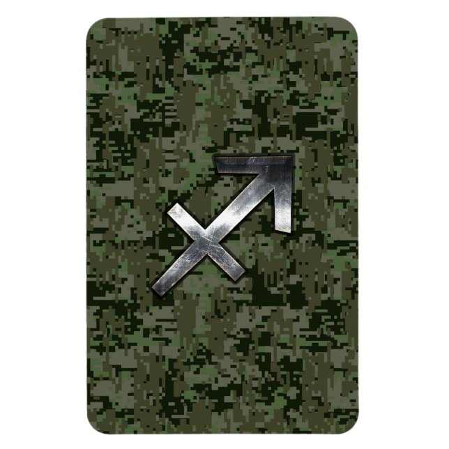 Silver Sagittarius Zodiac Woodland Digital Camo Magnet (Vertical)