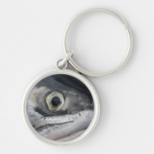 Silver Salmon Face Key Ring (Front)