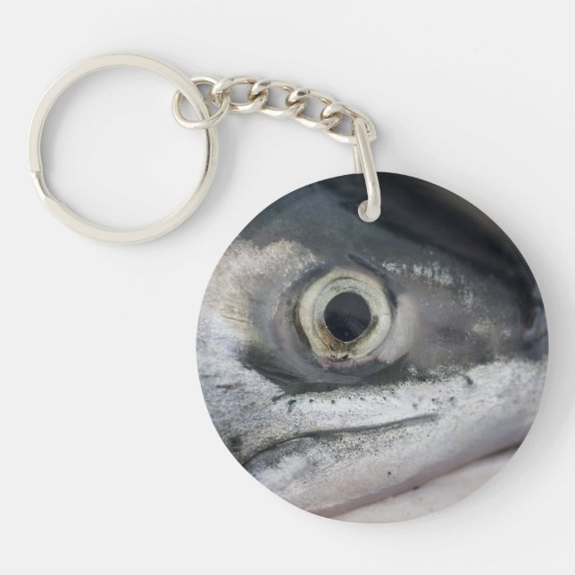 Silver Salmon Face Key Ring (Front)