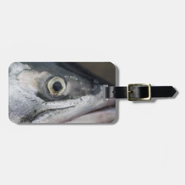Silver Salmon Face Luggage Tag (Front Horizontal)