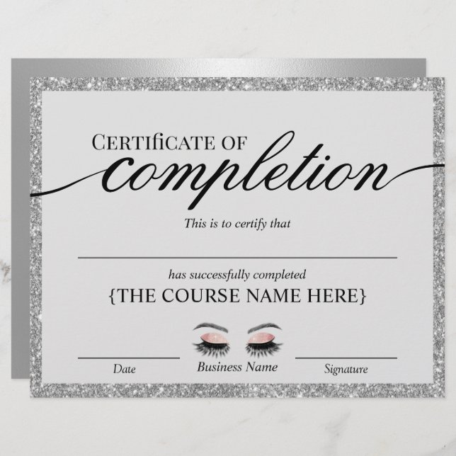 Silver Salon Certificate of Completion Award (Front/Back)