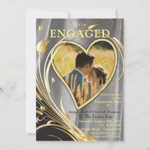 Silver Satin & Gold flower Splendour Invitation