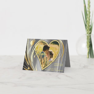 Silver satin & Gold flower splendour Thank You Card