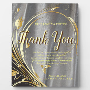 Silver satin  & Gold flower thank You Plaque