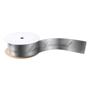 Silver satin merry Christmas Ribbon