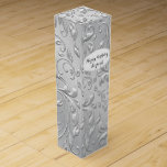 Silver Satin Personalised Wine Box<br><div class="desc">This elegant wine box is perfect to give a bottle of wine to someone special. Featuring an all over print of a silver satin that looks raised with a white area to the front of the box to personalise as you wish! Happy Birthday, Happy Anniversary, Congratulations on your retirement, Congratulations...</div>