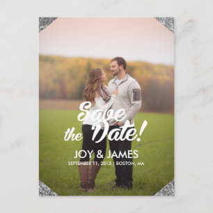 Silver Save the Date Personalised Announcement Postcard