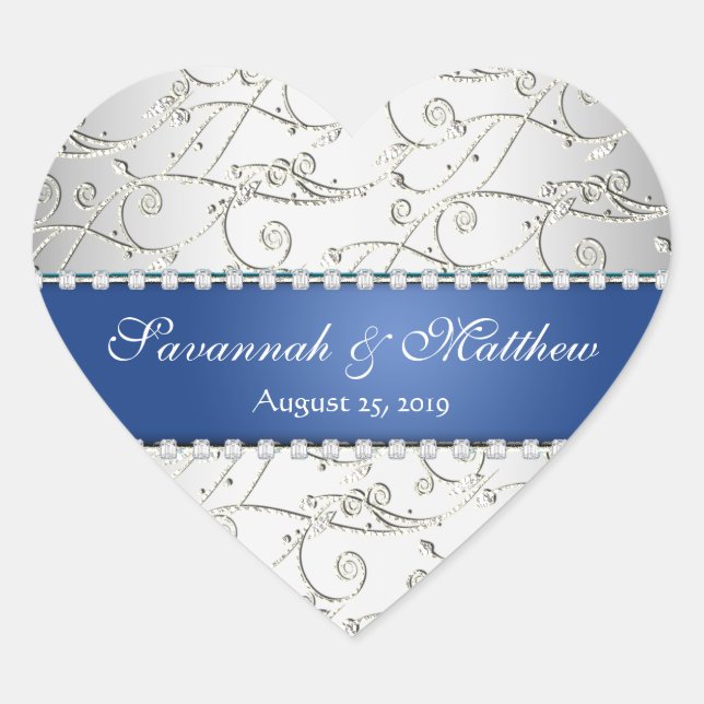 Silver Save the Date Royal Blue Wedding Seal (Front)
