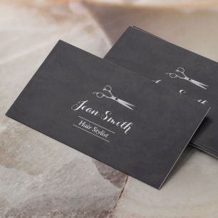 Silver Scissor Hair Stylist Chalkboard Business Card