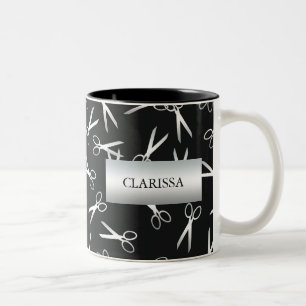 Silver Scissors Custom Name Two-Tone Coffee Mug