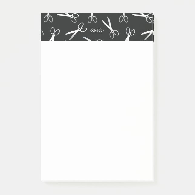 Silver Scissors | Hair Stylist | Custom Monogram Post-it Notes (Front)