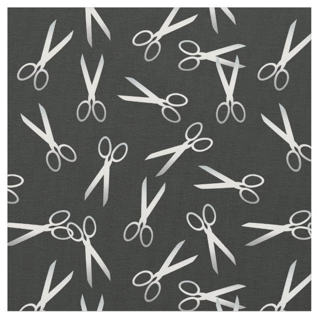 Silver Scissors Pattern Fabric (Close Up)