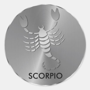 Silver Scorpio the Scorpion - Zodiac Sign Classic Round Sticker