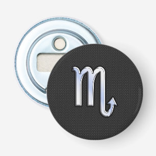 Silver Scorpio Zodiac Sign black snake skin Bottle Opener