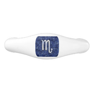 Silver Scorpio Zodiac Sign on Blue Camo Ceramic Drawer Pull