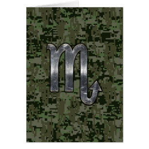 Silver Scorpio Zodiac Sign Woodland Digital Camo