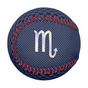 Silver Scorpio Zodiac Symbol Navy Carbon Fibre Baseball