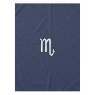 Silver Scorpio Zodiac Symbol Navy Carbon Fibre Tablecloth
