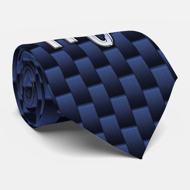 Silver Scorpio Zodiac Symbol Navy Carbon Fibre Tie (Rolled)